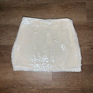 NWT Astr The Label Cream Sequin Mini Skirt Size S